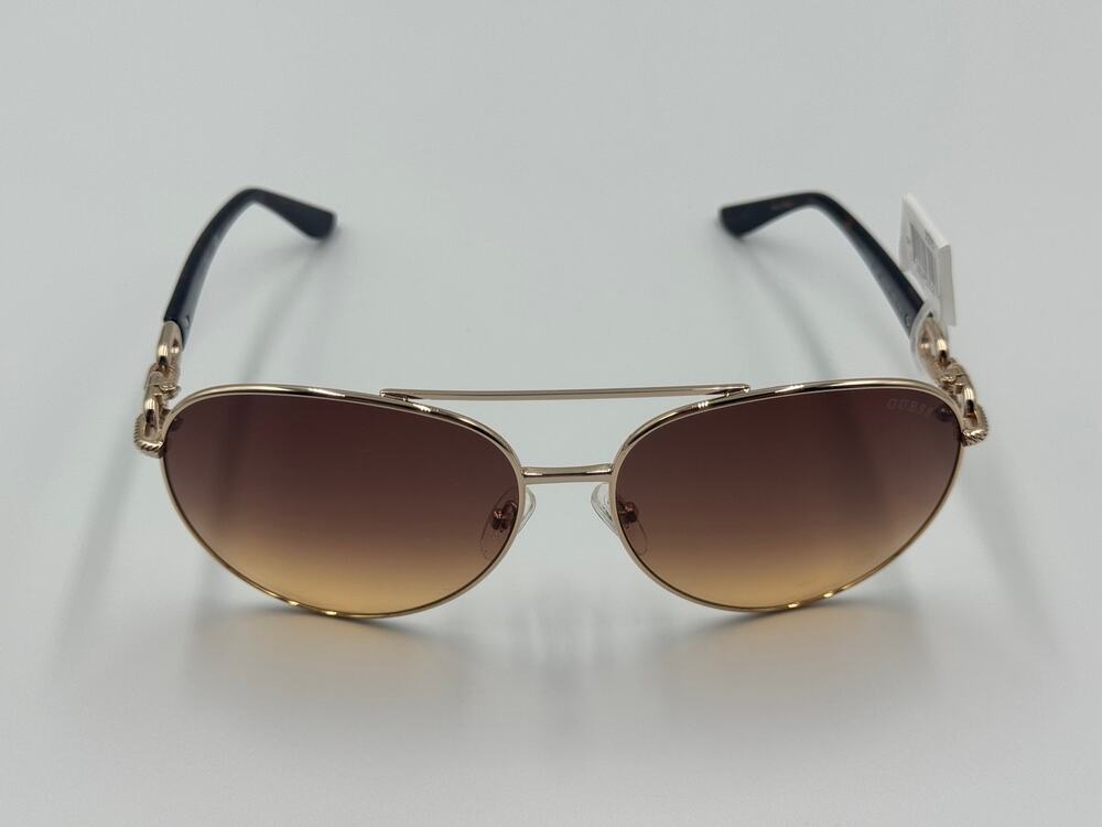 GUESS GU00158 33F Women's Aviator Sunglasses Gold Brown Gradient 61mm NWT